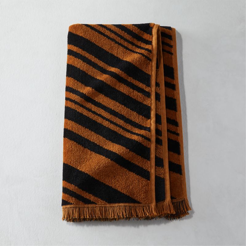 View Onca Organic Cotton Black and Tawny Hand Towel by Kravitz Design details