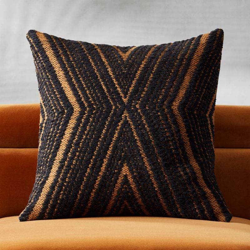 Onca Black Modern Throw Pillow with Feather-Down Insert 23