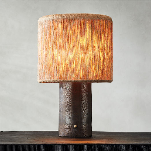 Ramble Tall Dark Brown Ceramic Table Lamp with Jute Shade by Kravitz Design