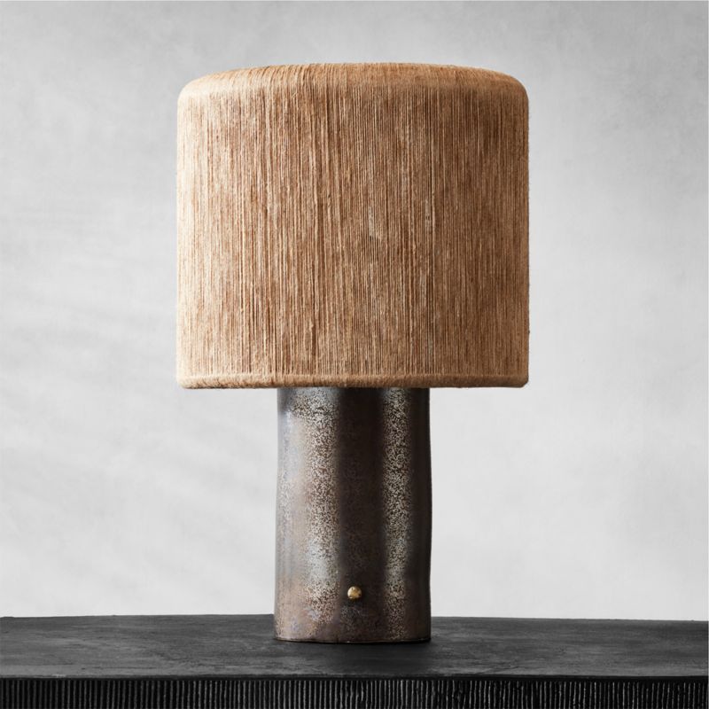 Ramble Tall Dark Brown Ceramic Table Lamp with Jute Shade by Kravitz Design - image 2 of 6