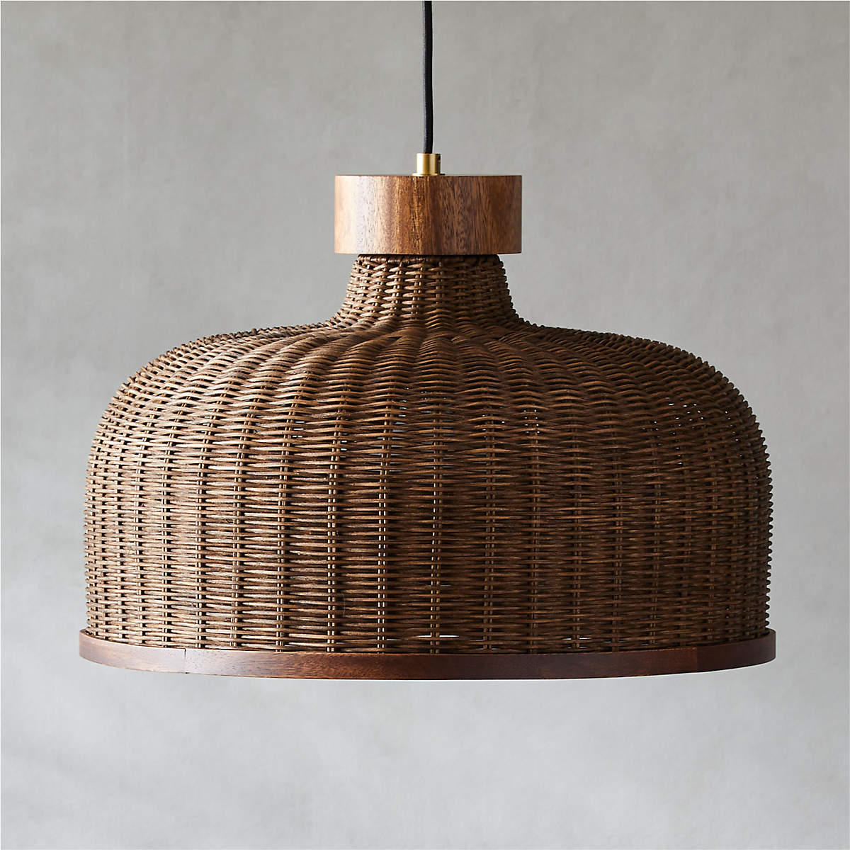 Sago Rounded Rattan Pendant Light + Reviews CB2