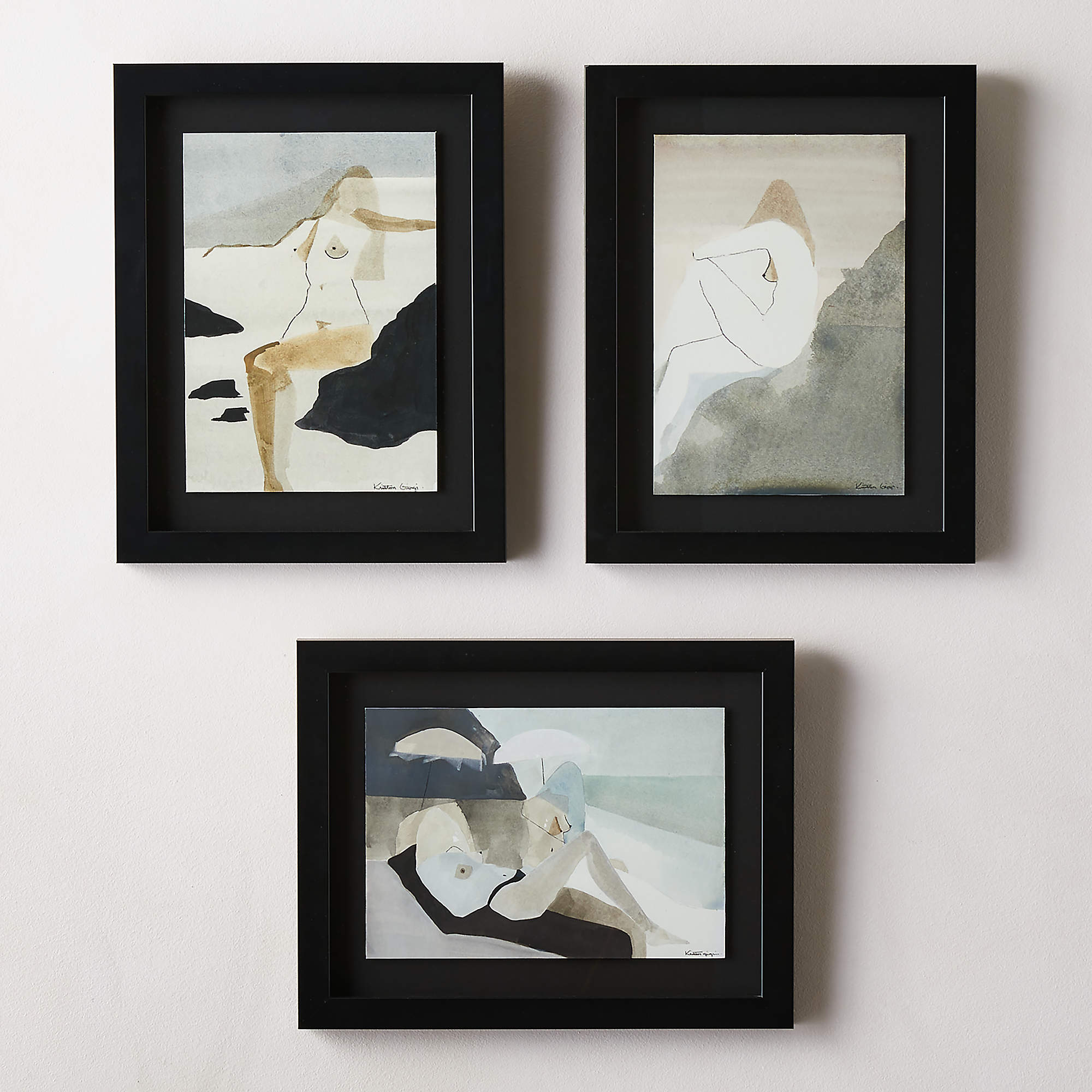 Nude Framed Giclee Modern Art Print Set Of 3 Cb2 8540