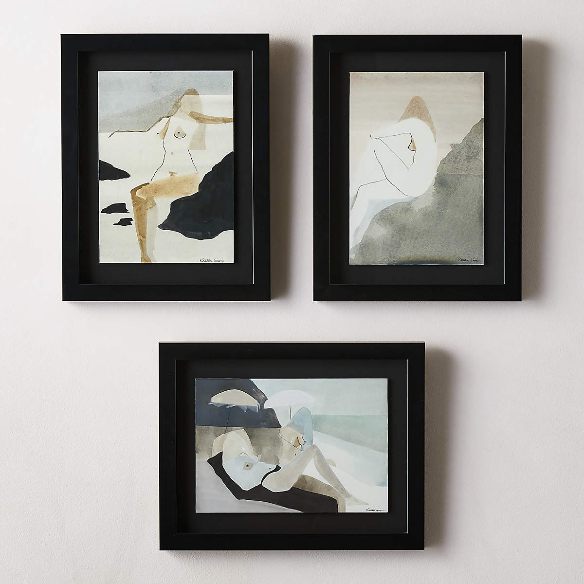 nude-framed-giclee-modern-art-print-set-of-3-cb2