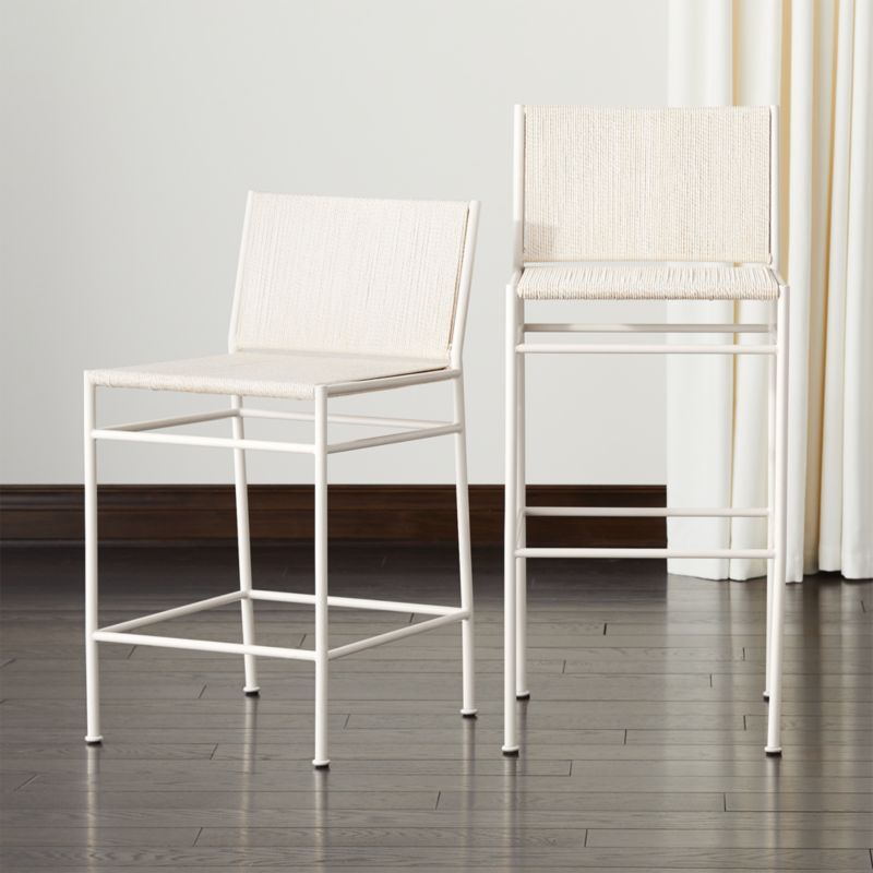 Bounce Ivory Woven Bar Stools | CB2