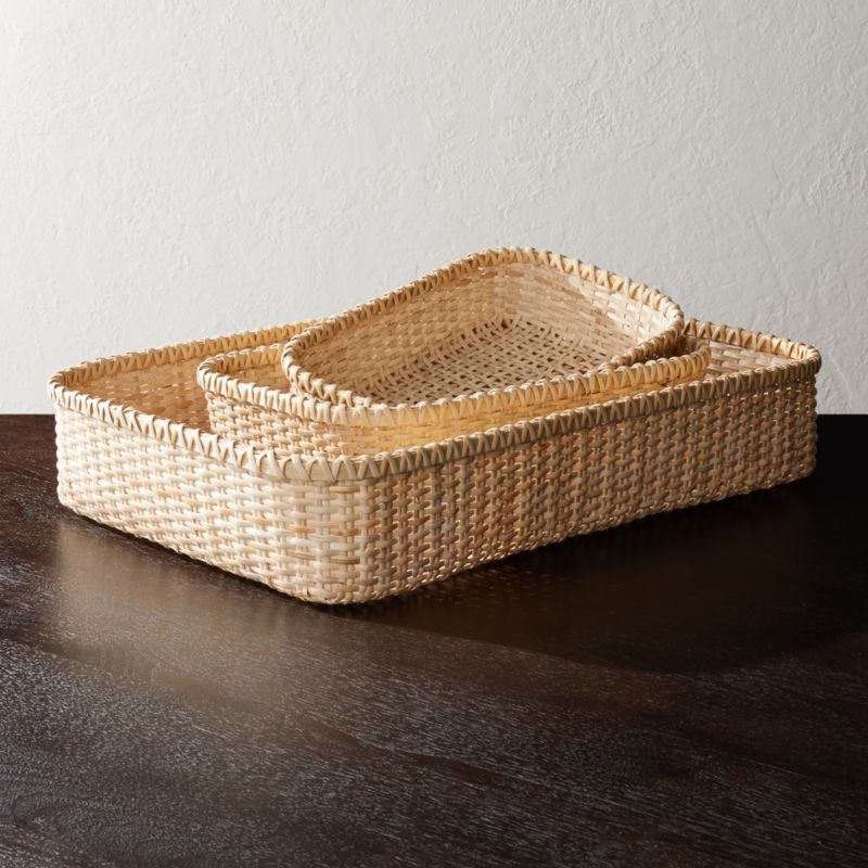 View Den Woven Natural Rattan Storage Baskets Set of 3 details