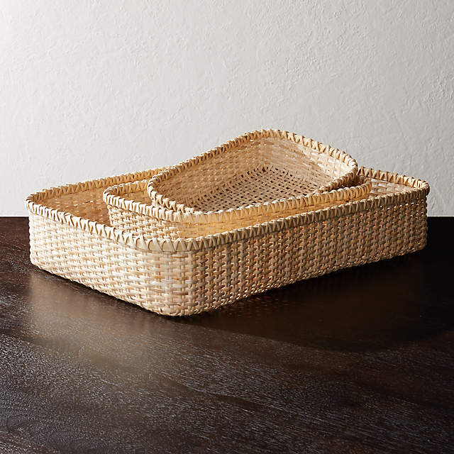 Den Modern Woven Rattan Decorative Storage Baskets Set of 3 + Reviews