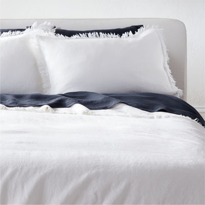 View Eyelash Belgium Linen White King Coverlet details