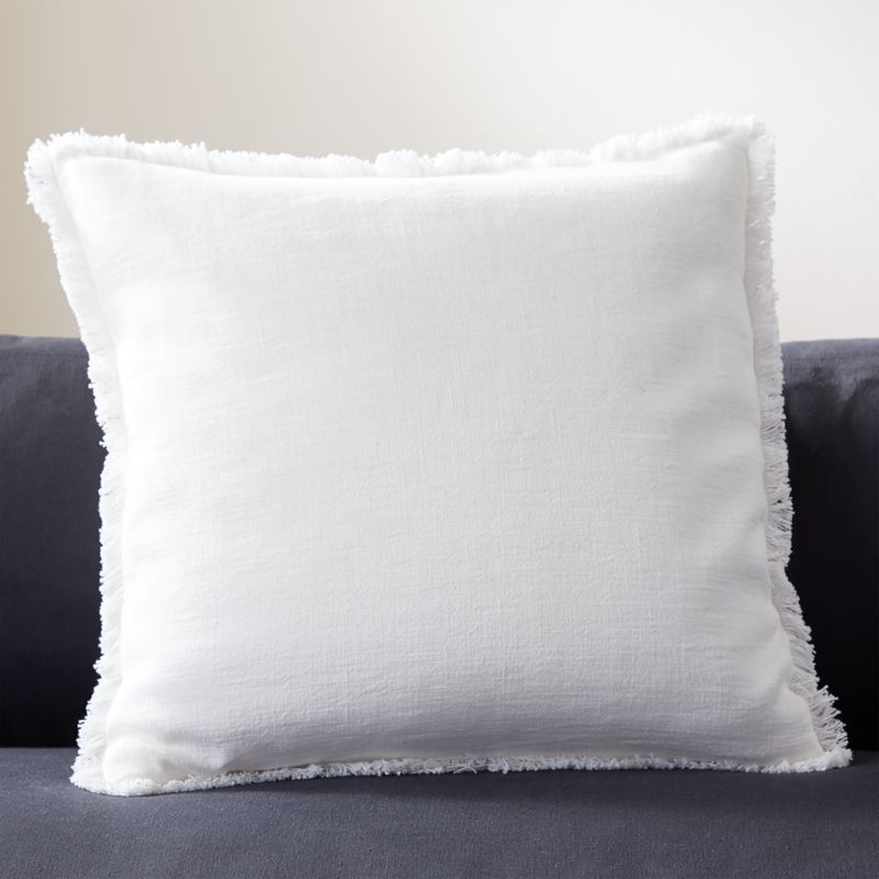 View Eyelash Ivory Linen Throw Pillow with Feather-Down Insert 20" by Kara Mann details