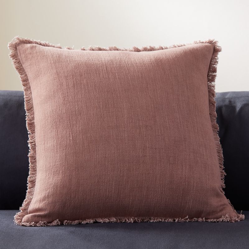 20" Eyelash Mauve Linen Pillow with FeatherDown Insert + Reviews CB2
