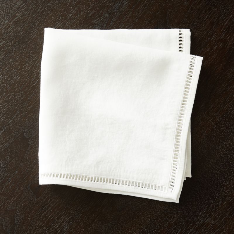 View Eyelet White Linen Napkin by Kara Mann details