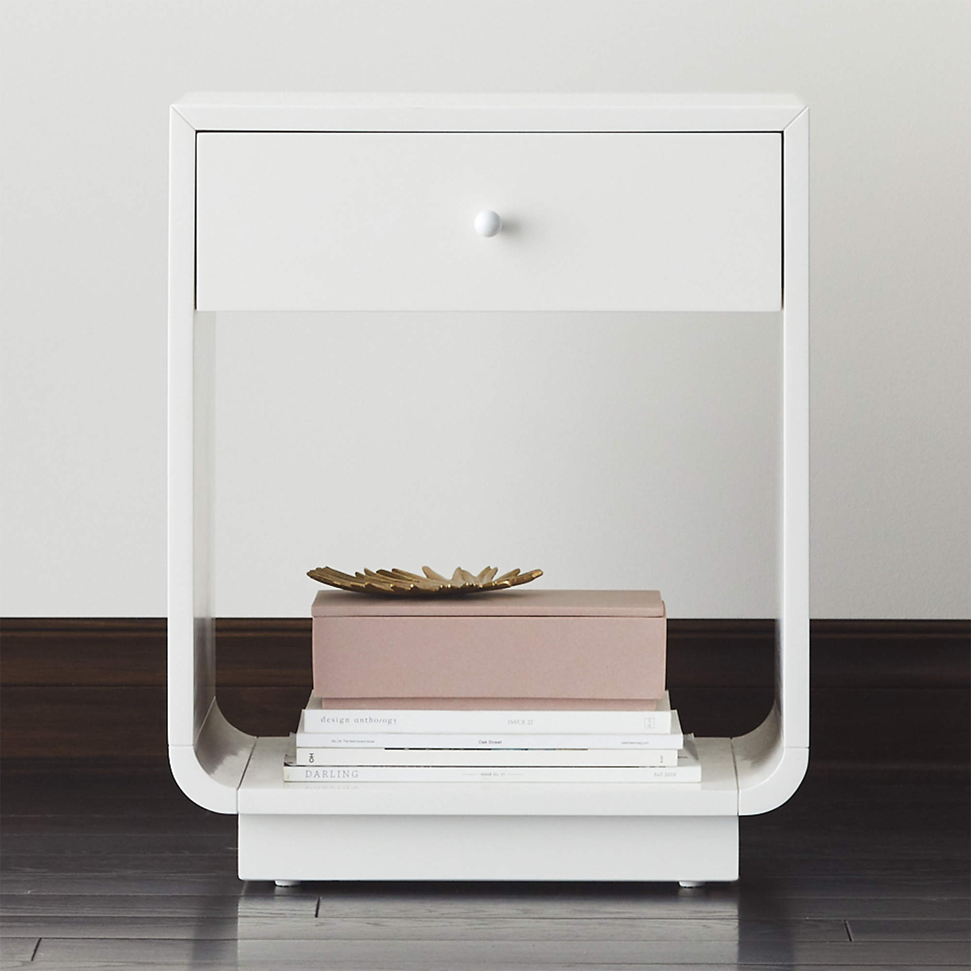 Bowed White Lacquered Nightstand + Reviews CB2 Canada