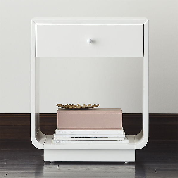 Bowed White Lacquered Nightstand Cb2