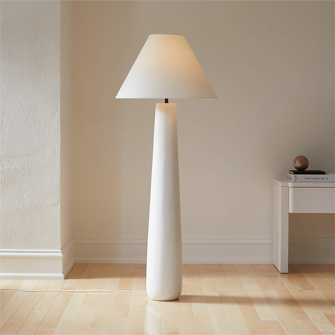 Kamma White Cement Floor Lamp + Reviews | CB2