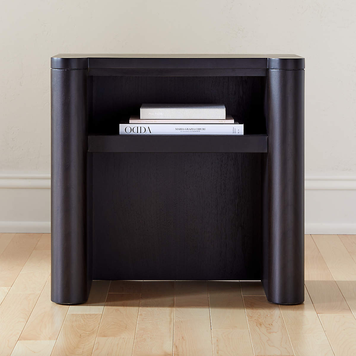 Port Blackened Wood Nightstand + Reviews CB2