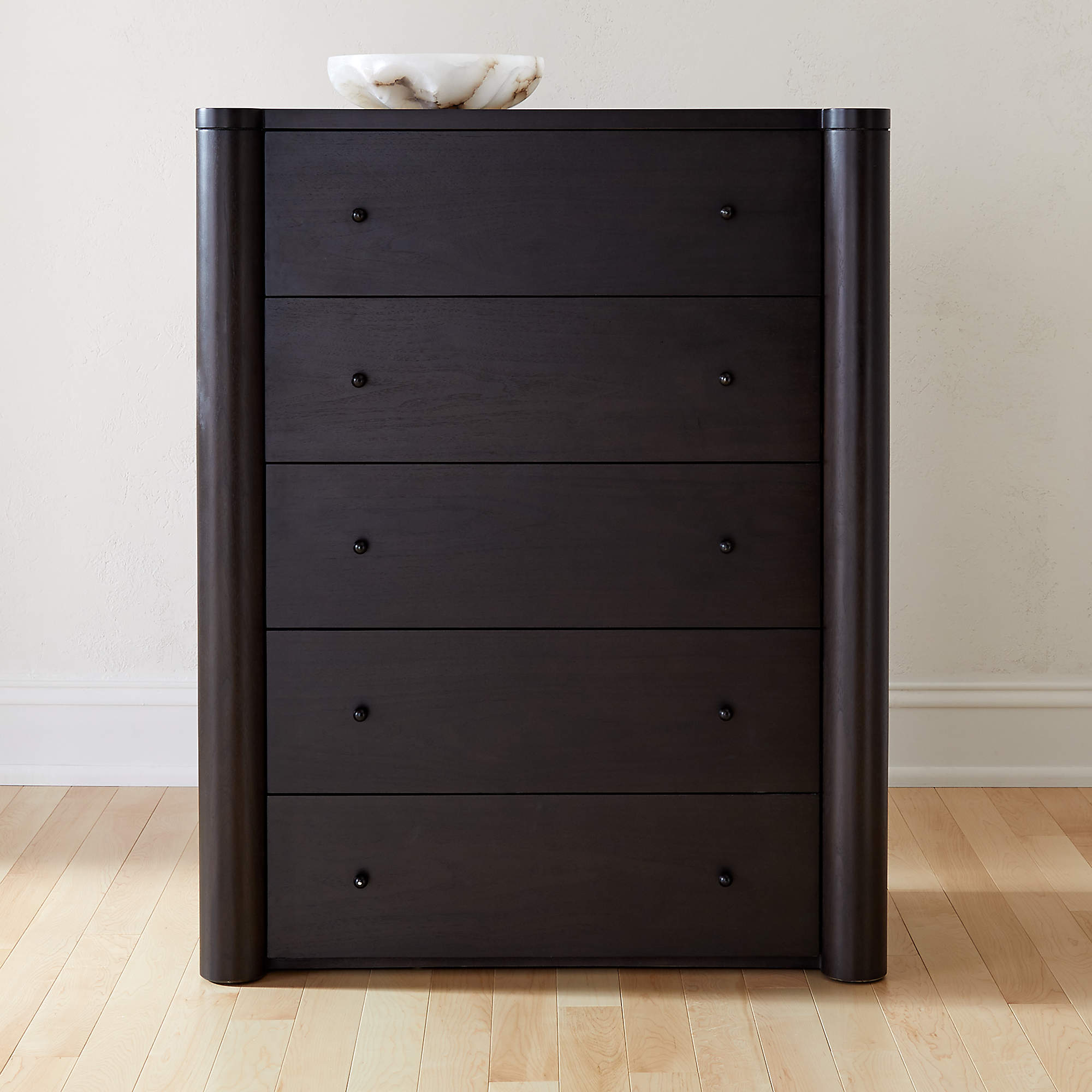 Port Blackened Wood Tall Dresser + Reviews CB2
