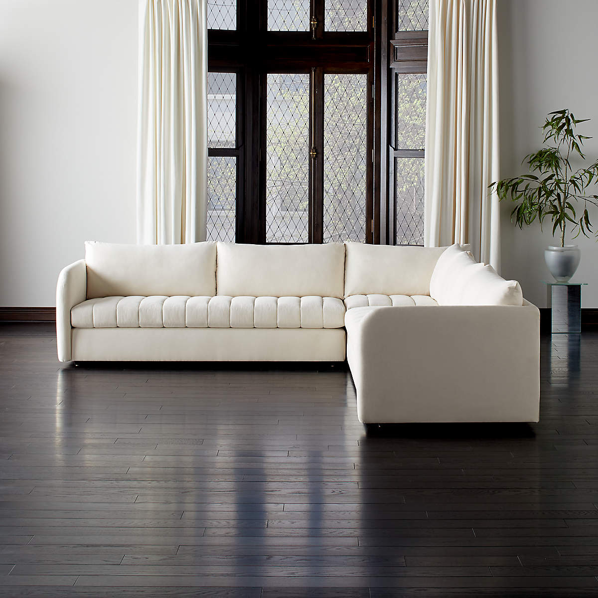 Stitch Modern 3Piece LShaped White Performance Fabric Sectional Sofa