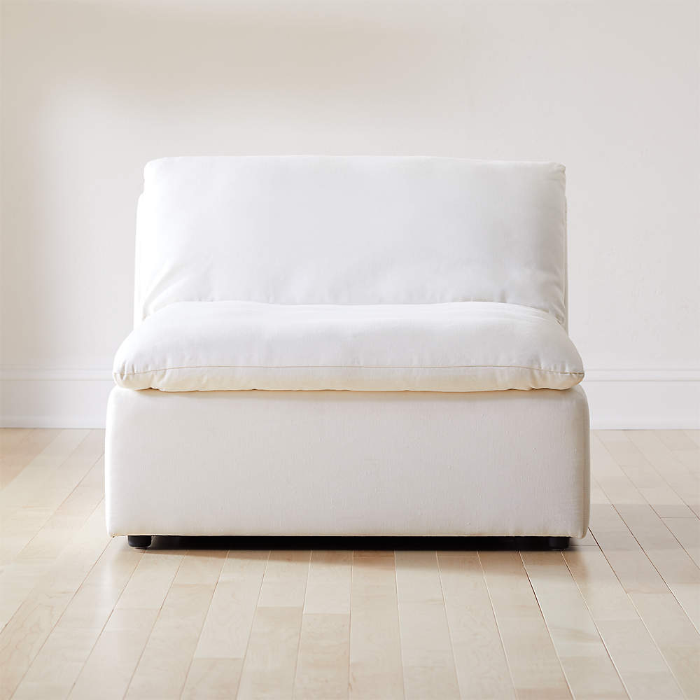 cream armless chair