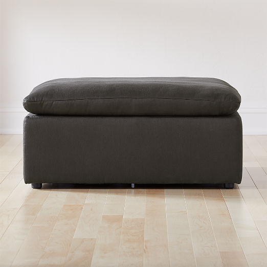 Turn Raven Black Sateen Ottoman by Kara Mann