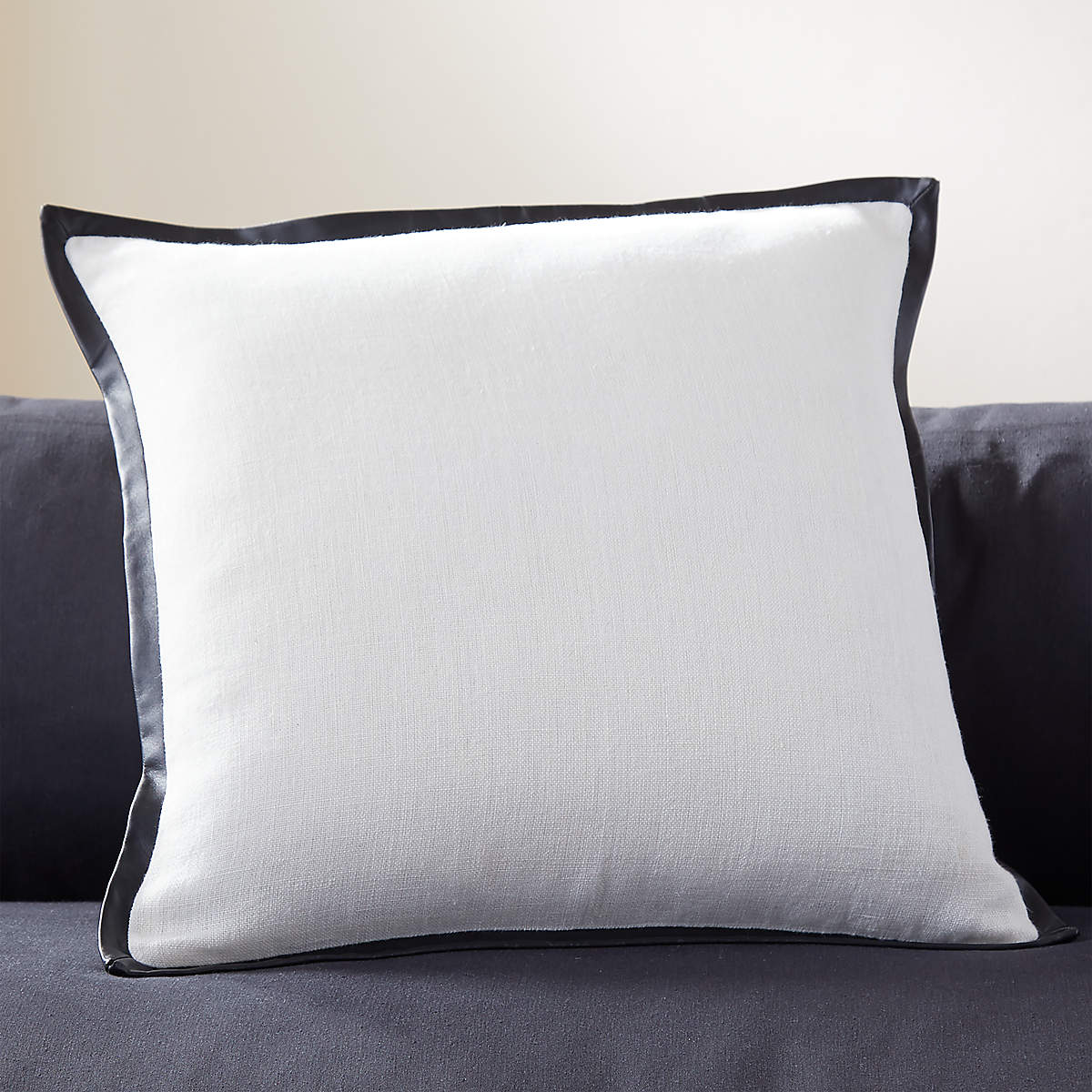 Tuxedo White Linen Modern Throw Pillow with FeatherDown Insert 20