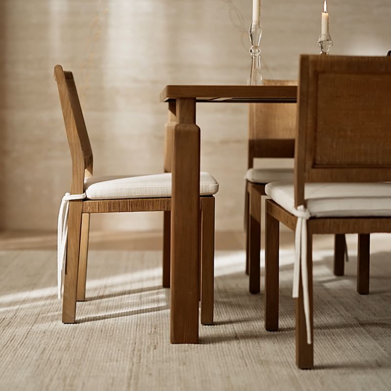 Play Plait Ash Wood and Woven Rattan Dining Chair with Warm White Performance Linen Cushion - video 1 of 1