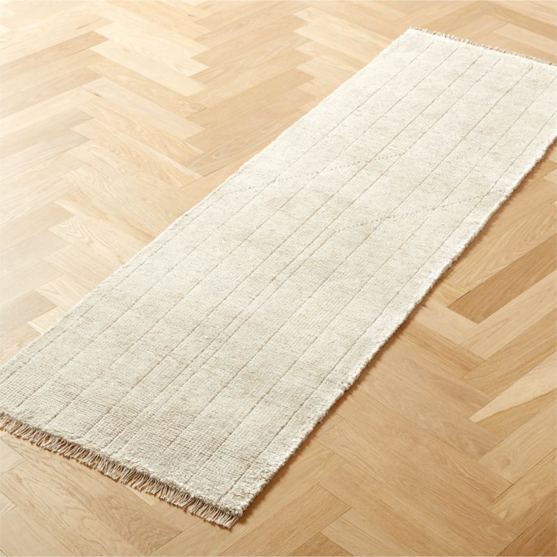 Kada Hand-Knotted White Viscose Runner Rug 2.5'x8' - image 2 of 5