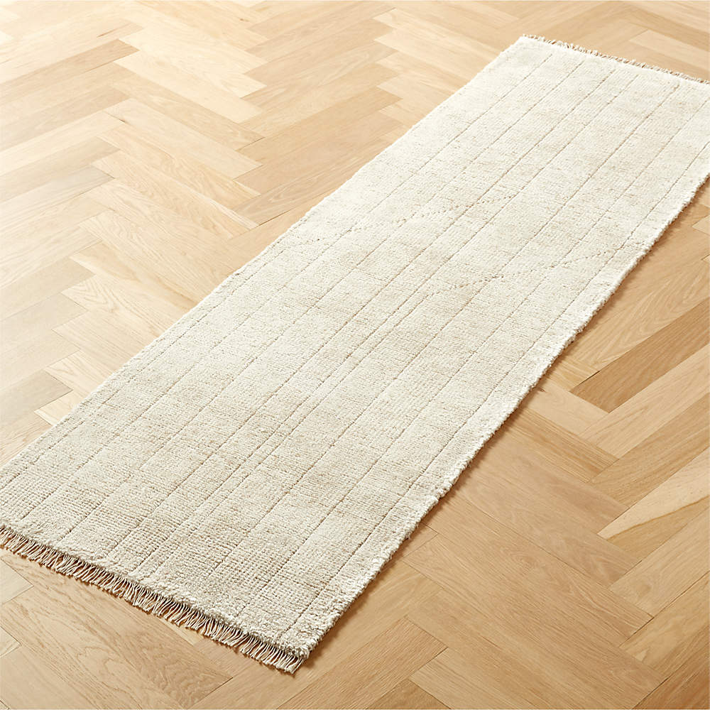 Wool Area Rugs Hand Knotted Bedroom Beige Carpet Hallway Runner Rug 2.5x4.5  ft