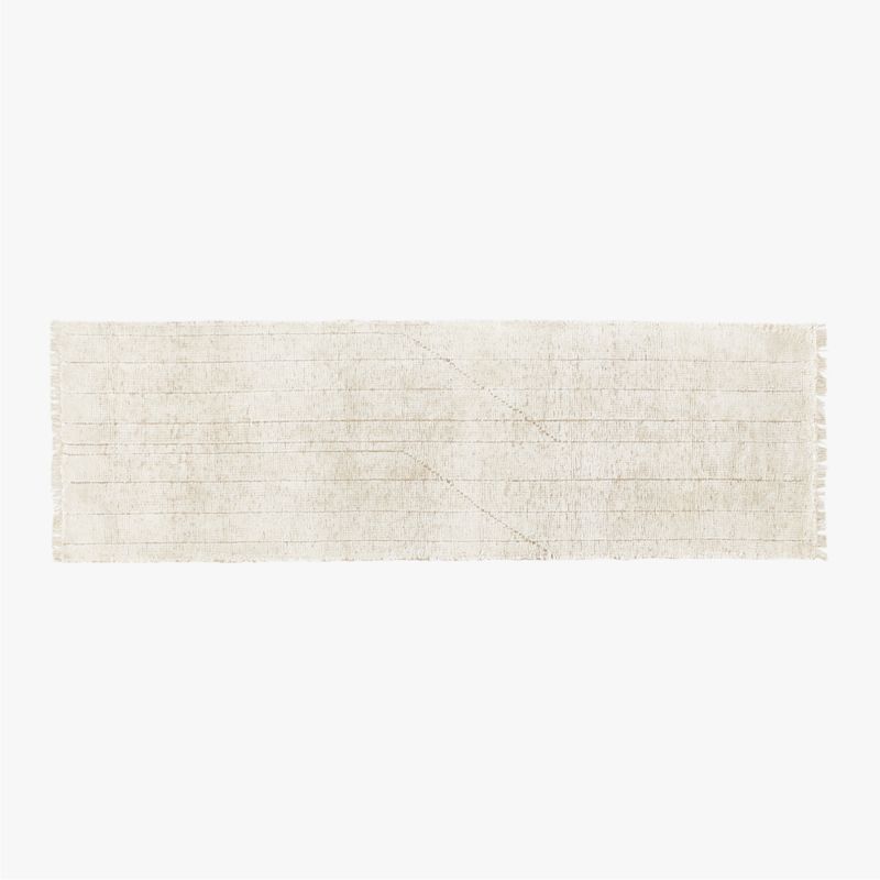 Kada Hand-Knotted White Viscose Runner Rug 2.5'x8' - image 0 of 5