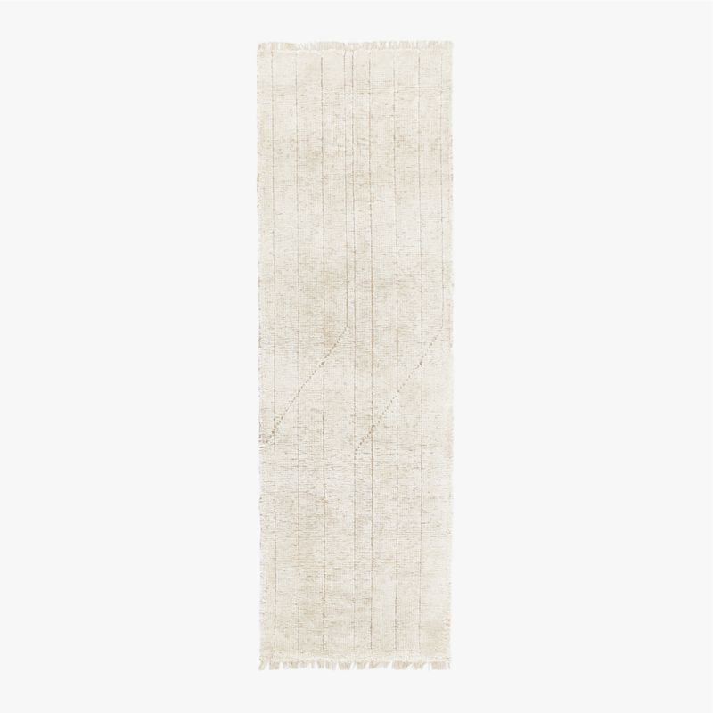 Kada Hand-Knotted White Viscose Runner Rug 2.5'x8' - image 0 of 5