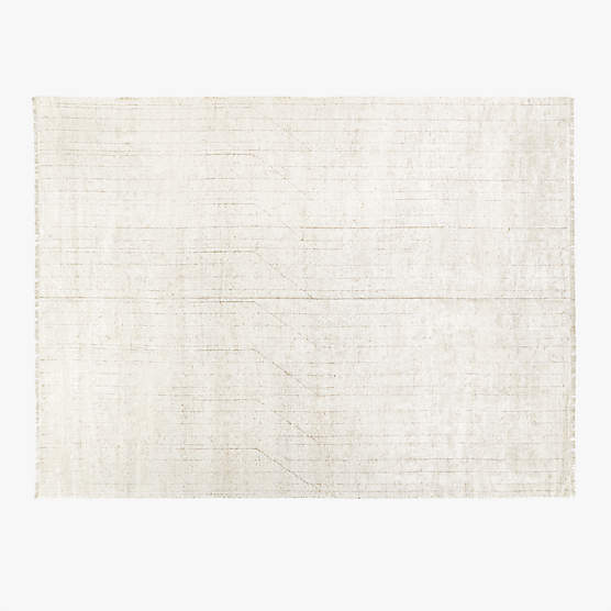 Kada Hand-Knotted White Viscose Area Rug 10'x14'