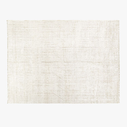 Kada Hand-Knotted White Viscose Area Rug 10'x14'