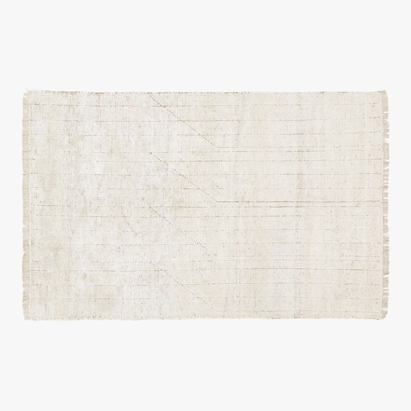 Kada Modern Hand-Knotted Viscose White Area Rug 5'x8' + Reviews | CB2