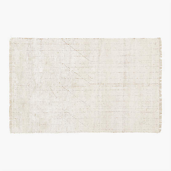 Kada Hand-Knotted White Viscose Area Rug 5'x8'