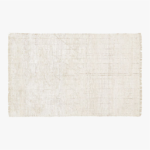 Kada Hand-Knotted White Viscose Area Rug 5'x8'