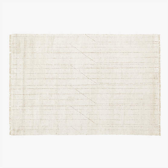 Kada Modern Hand-Knotted Viscose White Area Rug 6'x9'