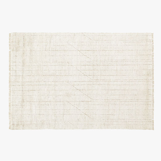 Kada Modern Hand-Knotted Viscose White Area Rug 6'x9'