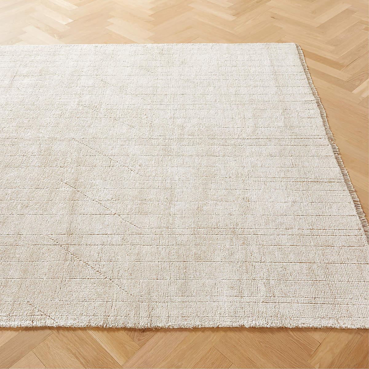Kada Handknotted Viscose White Area Rug CB2