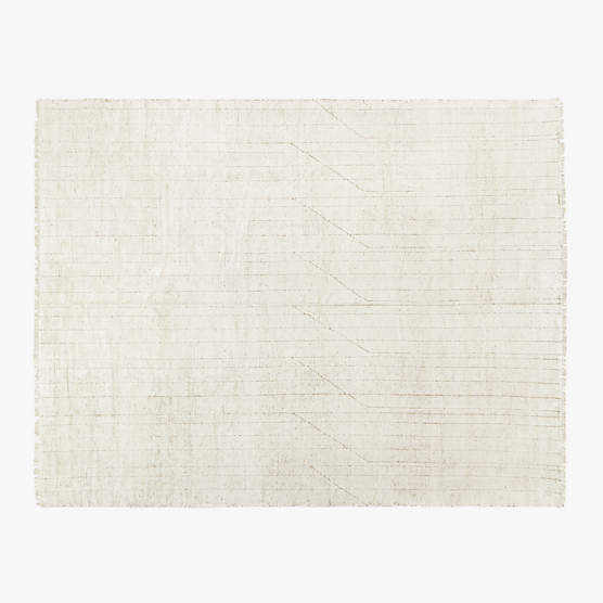 Kada Modern Hand-Knotted Viscose White Area Rug 9'x12'