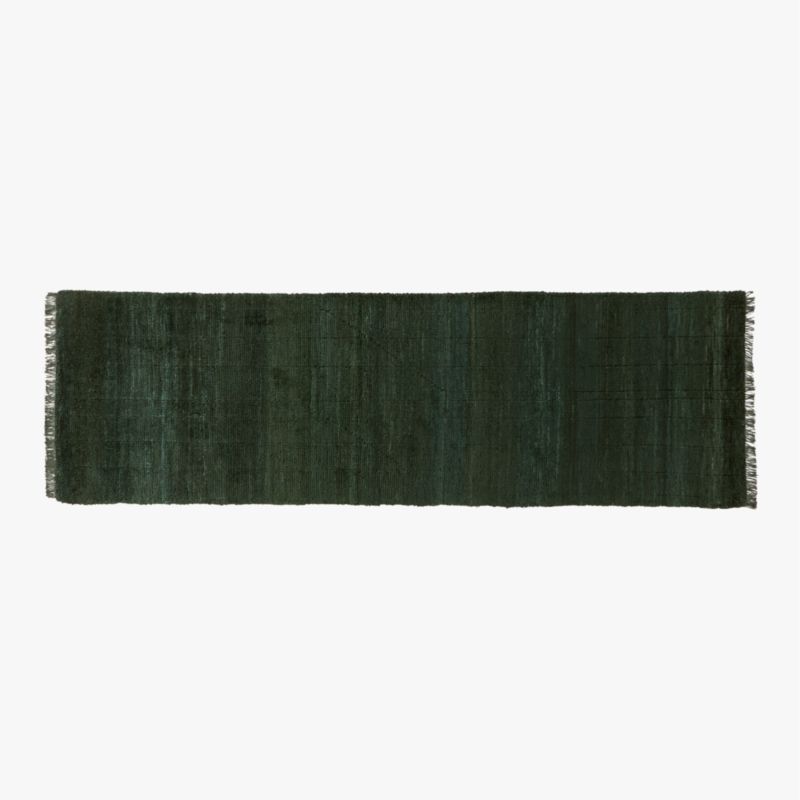 Kada Handknotted Viscose Green Runner 2.5'x8' | CB2