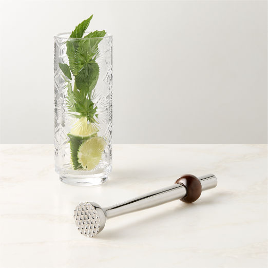 Kalman Polished Stainless Steel and Walnut Muddler