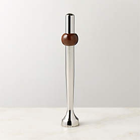 Kalman Polished Stainless Steel and Walnut Wood Bar Tools Set of 3