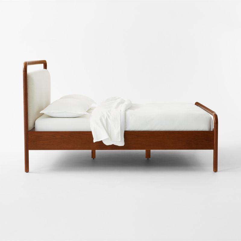 Kamari Oak Wood and Ivory Upholstered King Bed - image 6 of 10