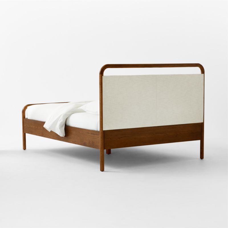 Kamari Oak Wood and Ivory Upholstered Queen Bed - image 6 of 9