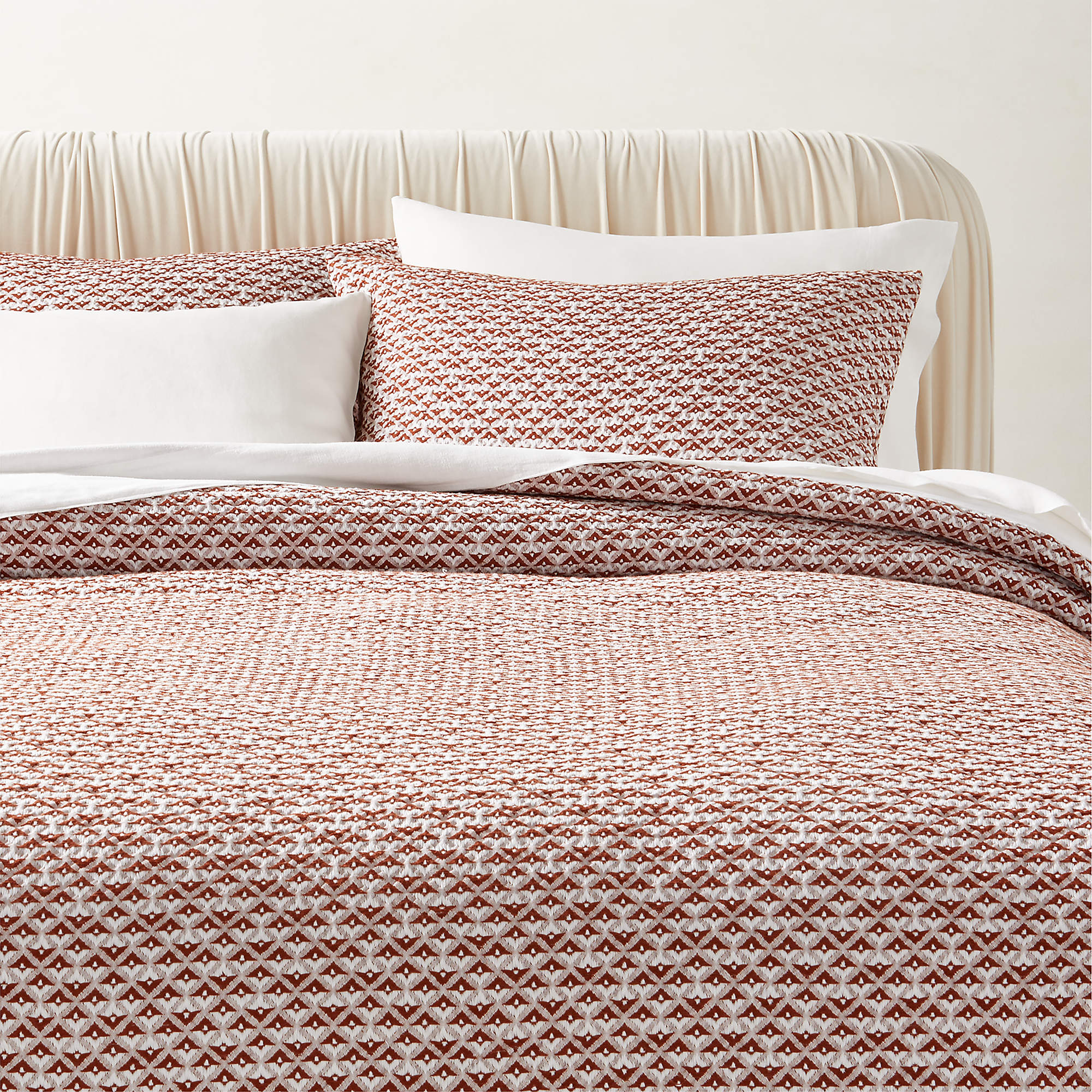 Kamet Organic Cotton Orange King Duvet Cover + Reviews CB2