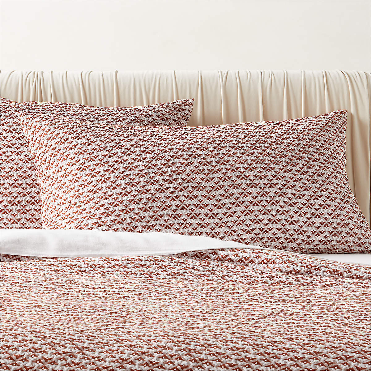 Kamet Organic Cotton Orange King Pillow Shams Set of 2 + Reviews CB2
