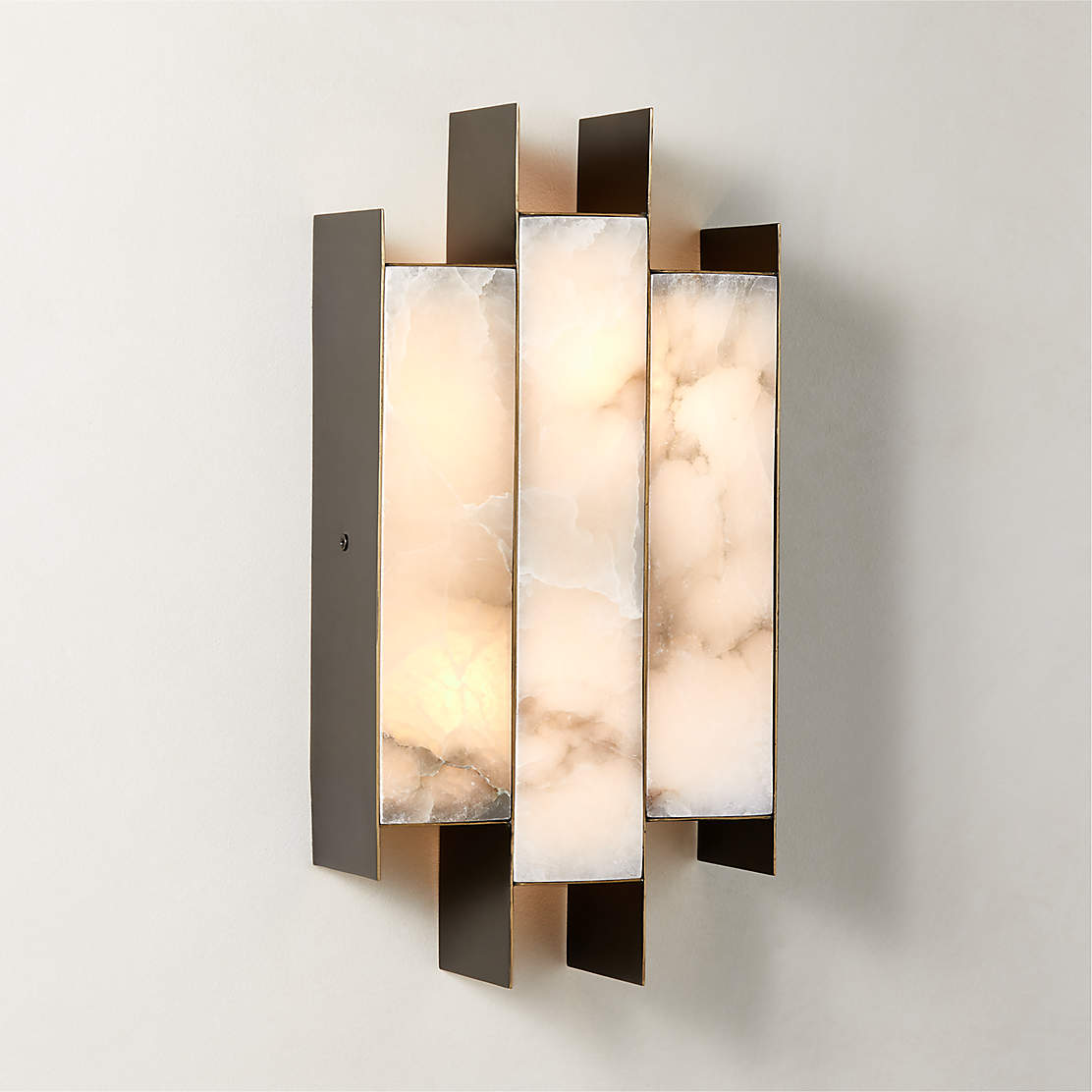 Ariel Modern White Marble Wall Sconce Light + Reviews | CB2