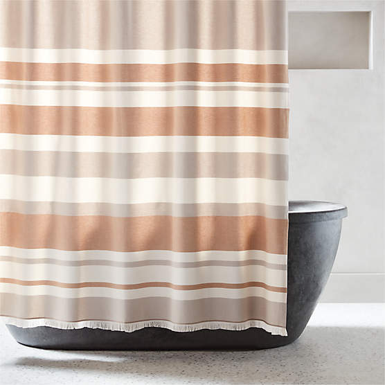 Maren Modern Organic Cotton Striped Shower Curtain + Reviews | CB2