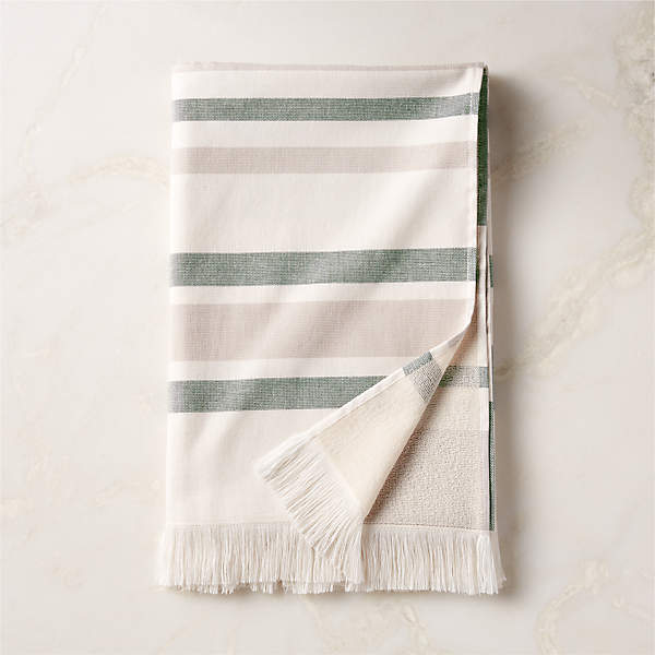 Green and white striped best sale bath towels