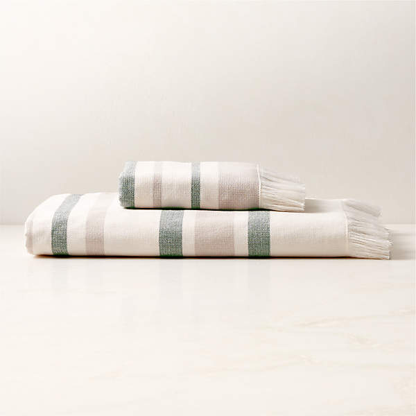 White and discount green hand towels