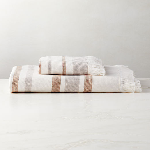 Kamilla Organic Cotton Striped Copper Bath Towel