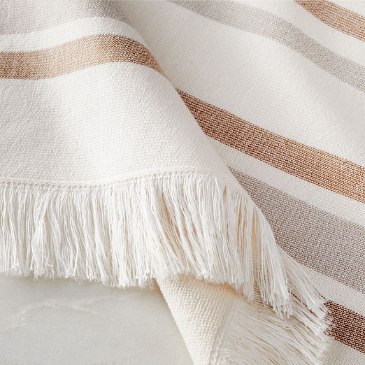 Kamilla Organic Cotton Striped Copper Bath Towel